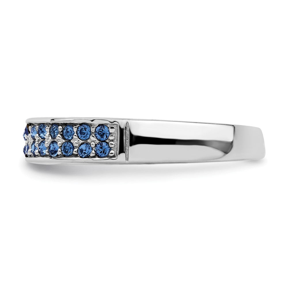 Sterling Silver Rhodium-plated Polished Blue Crystal Ring