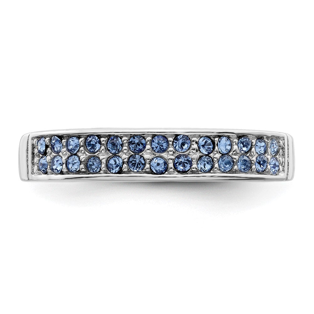 Sterling Silver Rhodium-plated Polished Blue Crystal Ring