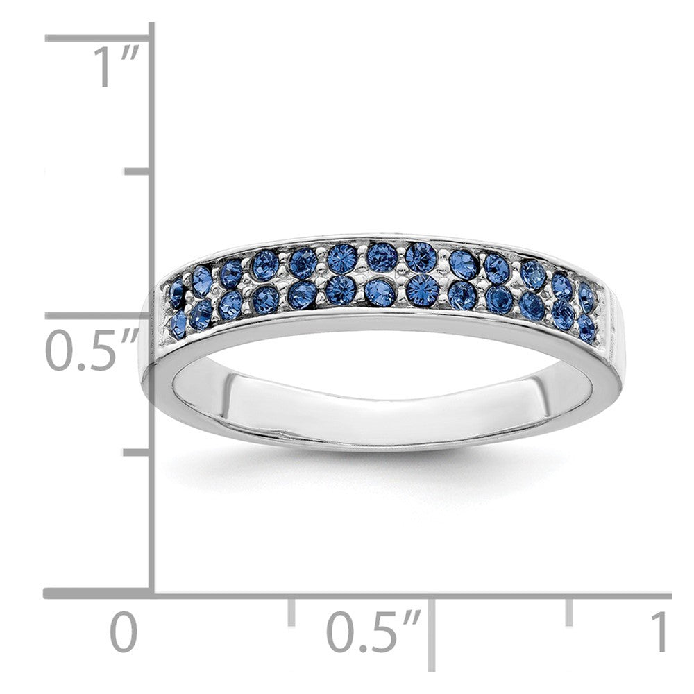 Sterling Silver Rhodium-plated Polished Blue Crystal Ring