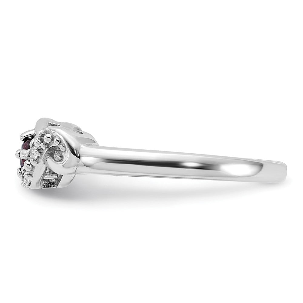 Sterling Silver Rhodium-plated Garnet and CZ Swirl Ring