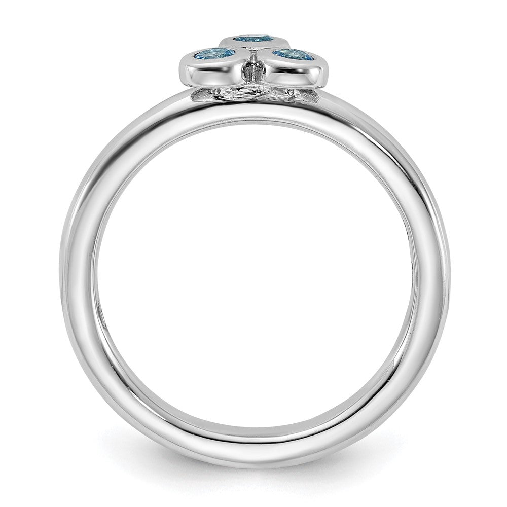 Sterling Silver Rhodium-plated Light Swiss Blue Topaz Ring