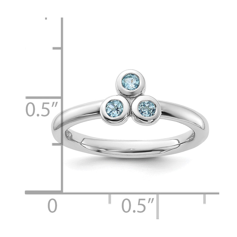 Sterling Silver Rhodium-plated Light Swiss Blue Topaz Ring