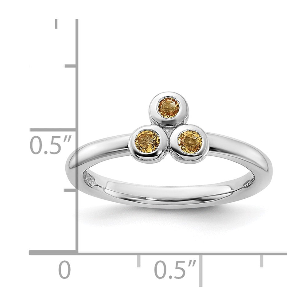 Sterling Silver Rhodium-plated Citrine Ring