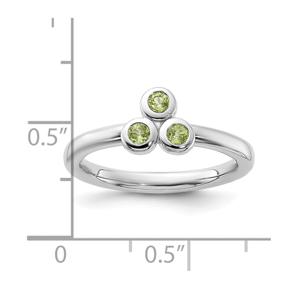 Sterling Silver Rhodium-plated Peridot Ring
