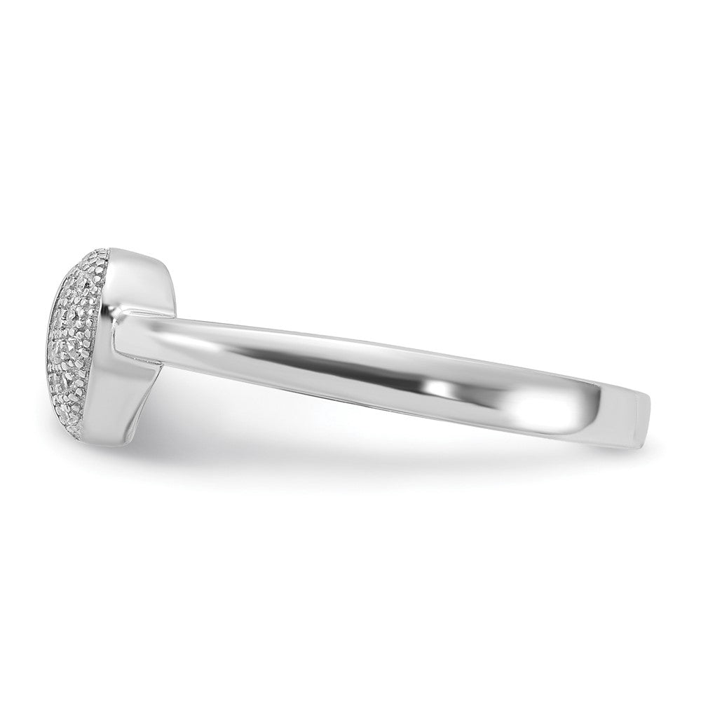 Sterling Silver Rhodium-plated CZ  Polished Heart Ring