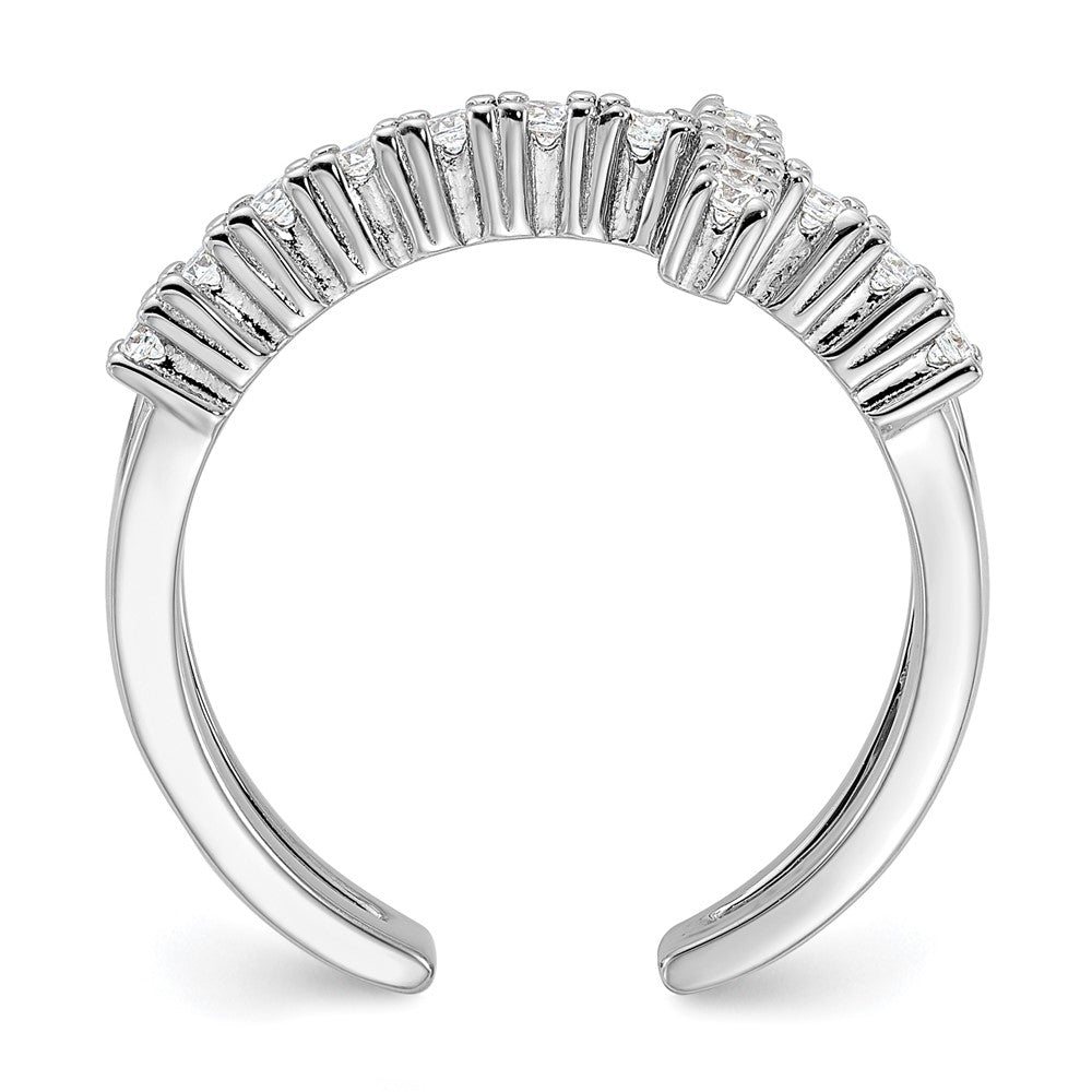 Sterling Silver Rhodium-plated  Double Cross CZ Open Back Ring