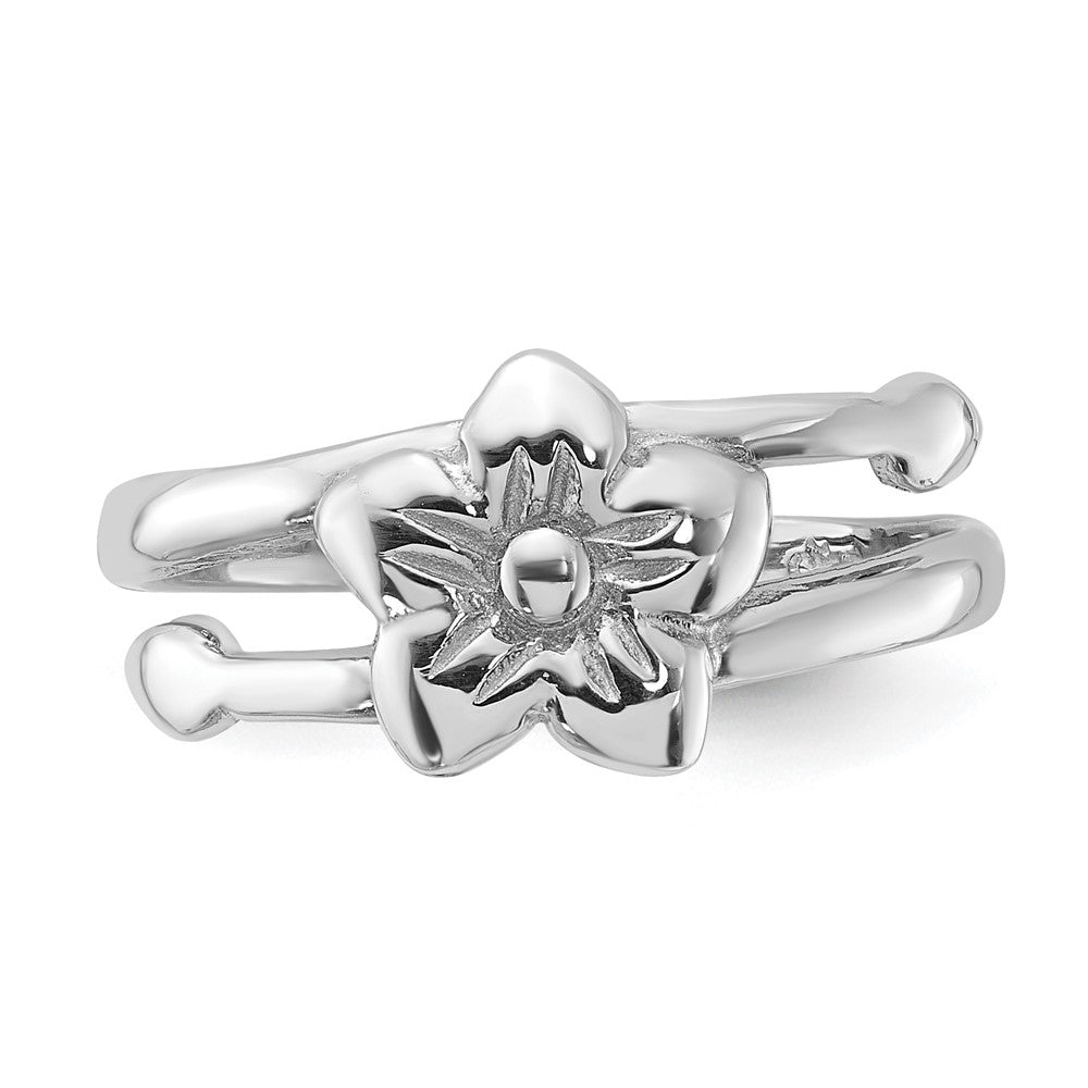 Sterling Silver Rhodium-Plated Polished Flower Ring