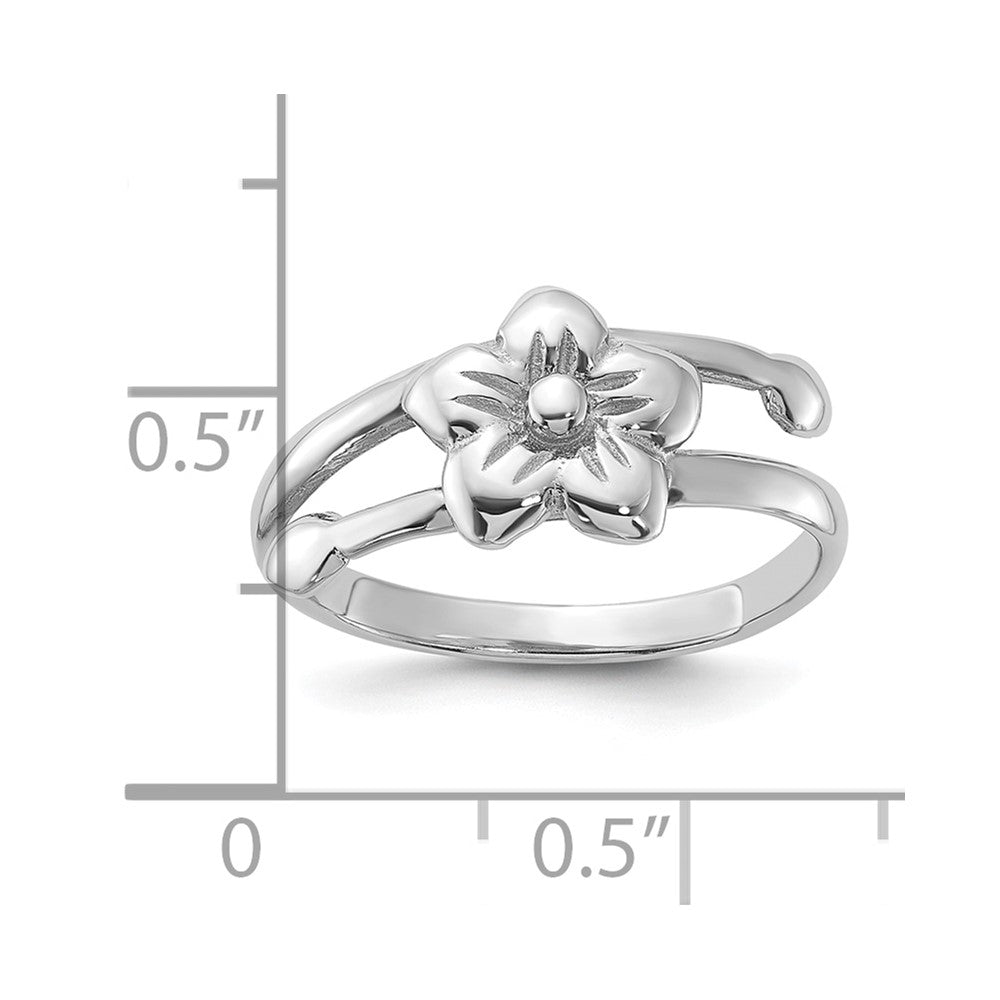Sterling Silver Rhodium-Plated Polished Flower Ring
