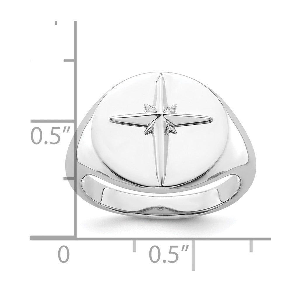 Sterling Silver Rhodium-plated Polished Cross Ring