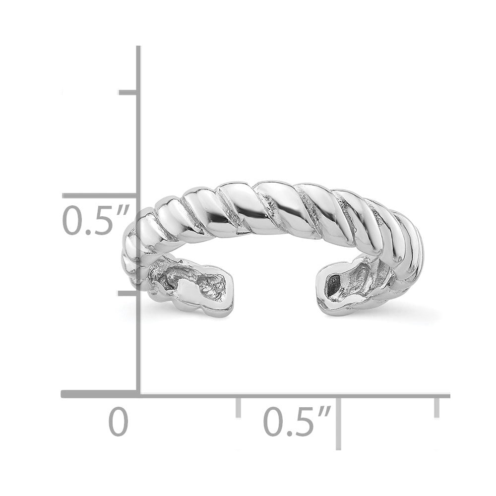 Sterling Silver Rhodium-plated Textured Twist Adjustable Ring