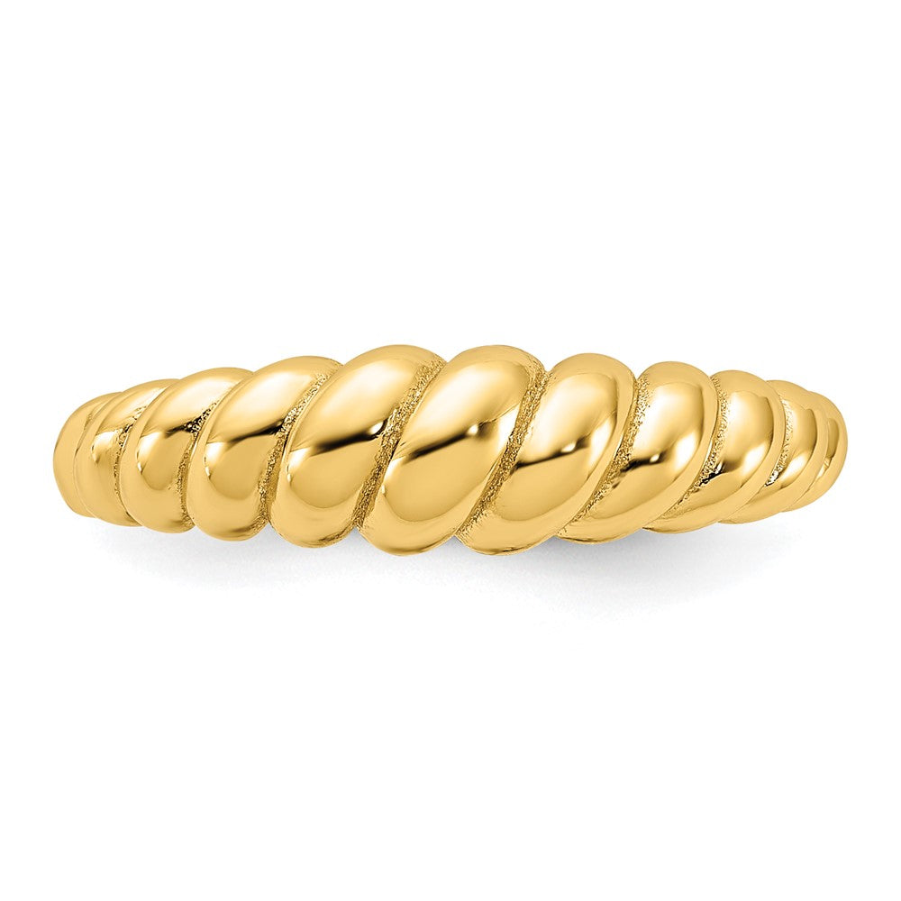 Sterling Silver Gold-tone Scalloped Ring