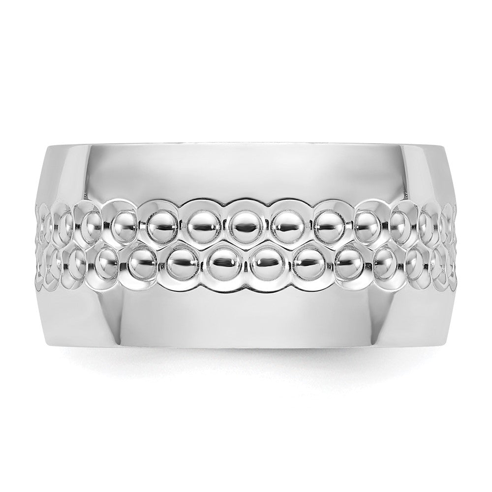 Sterling Silver Rhodium Plated and Textured Adjustable Ring