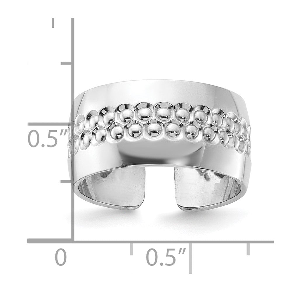 Sterling Silver Rhodium Plated and Textured Adjustable Ring
