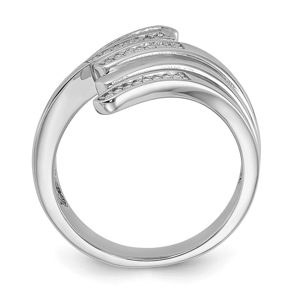 Sterling Silver Rhodium-plated Fancy CZ Ring
