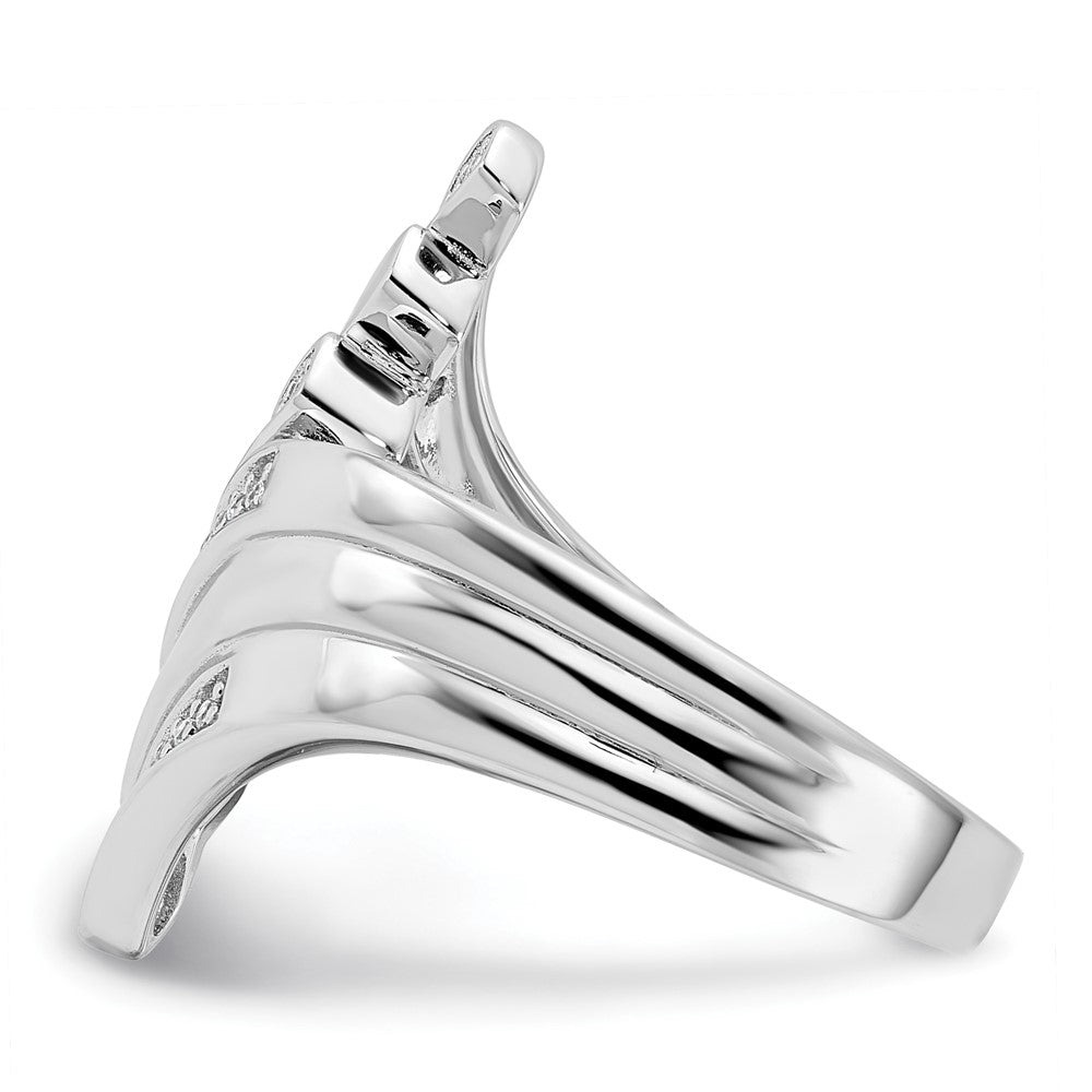 Sterling Silver Rhodium-plated Fancy CZ Ring