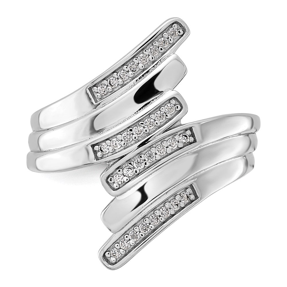 Sterling Silver Rhodium-plated Fancy CZ Ring
