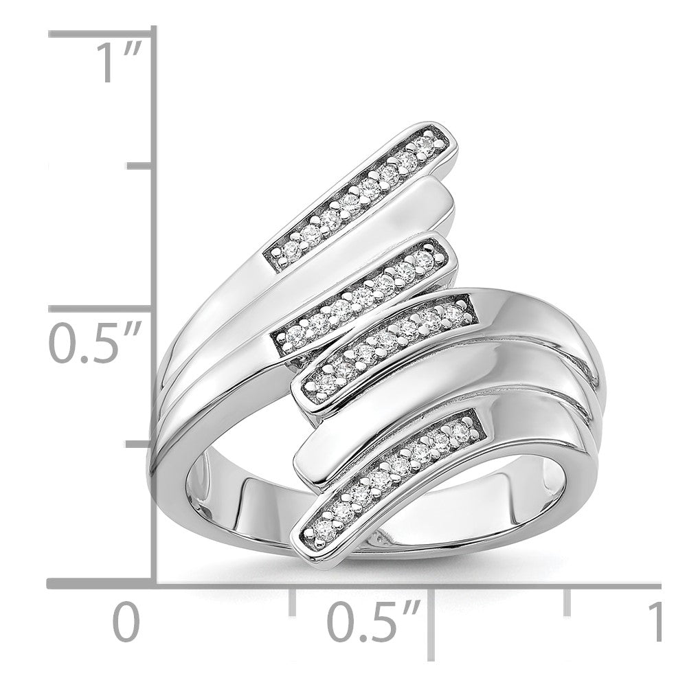 Sterling Silver Rhodium-plated Fancy CZ Ring