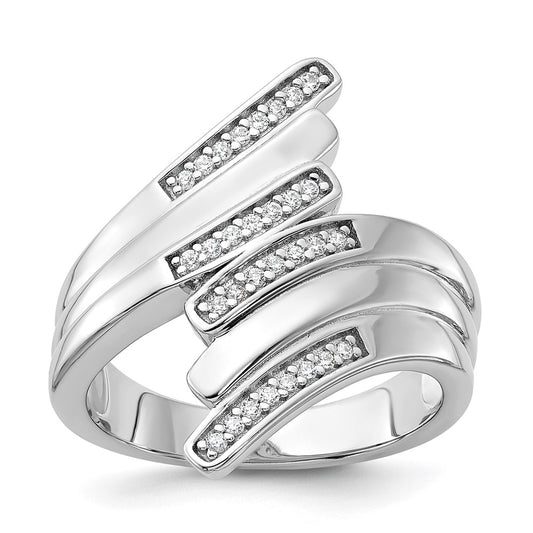 Sterling Silver Rhodium-plated Fancy CZ Ring