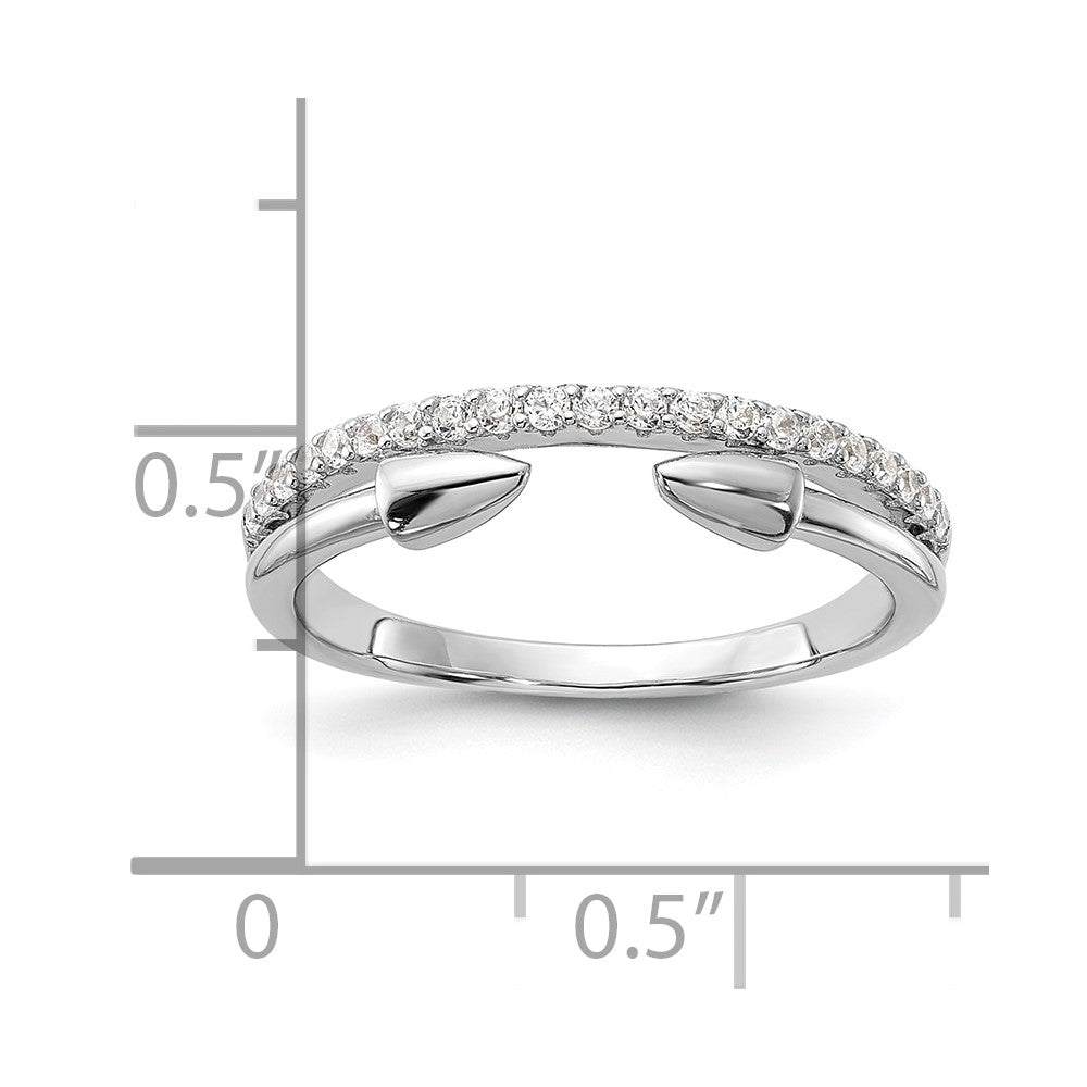 Sterling Silver Rhodium-plated CZ with Open Arrow Band