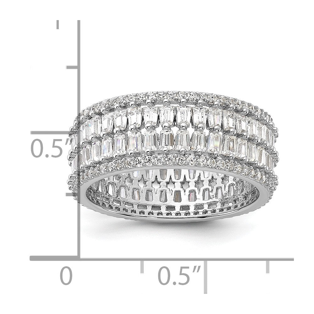 Sterling Silver Rhodium-plated CZ Eternity Band