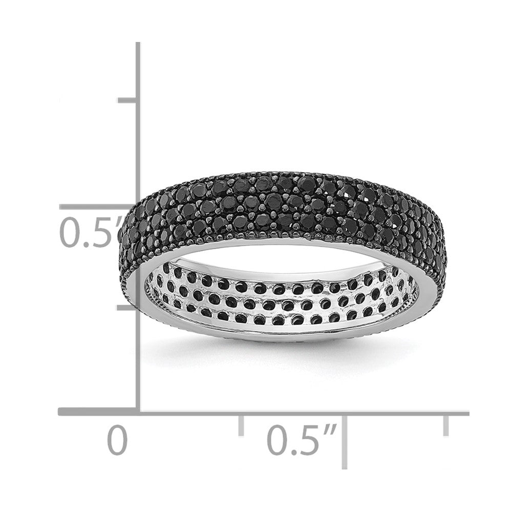 Sterling Silver Rhodium-plated Black Spinel 5mm Band