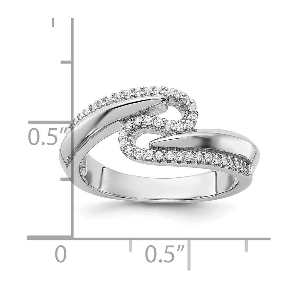 Sterling Silver Rhodium-plated Fancy CZ Ring