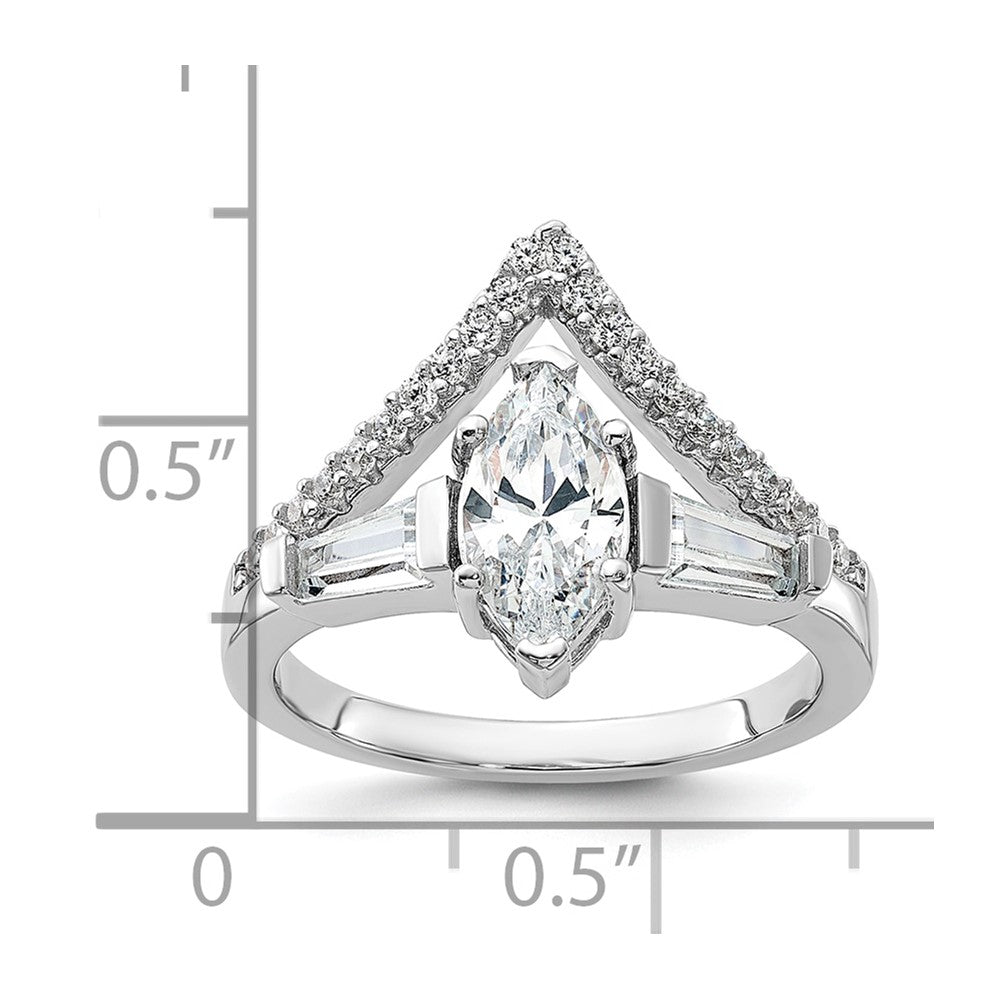 Sterling Silver Rhodium-plated Fancy Marquise CZ Ring