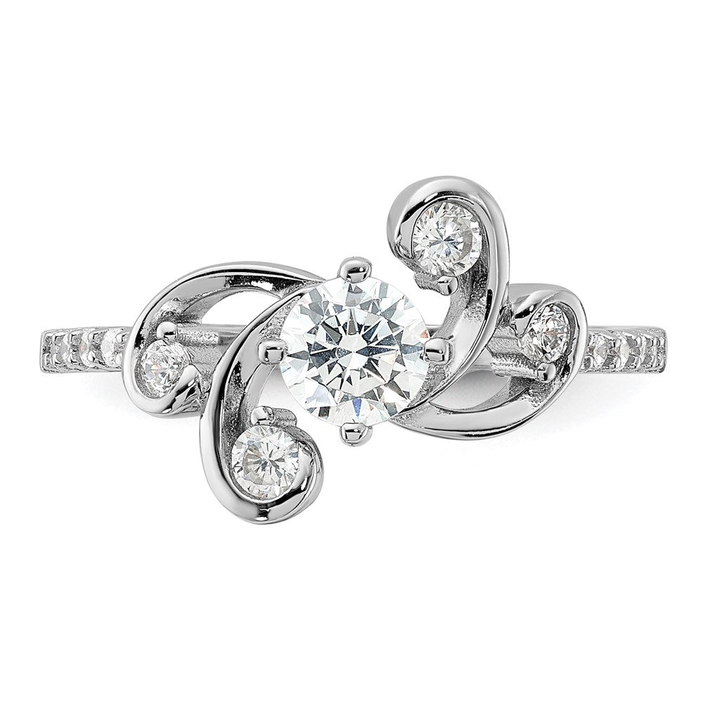 Sterling Silver Rhodium-plated  Fancy CZ Ring