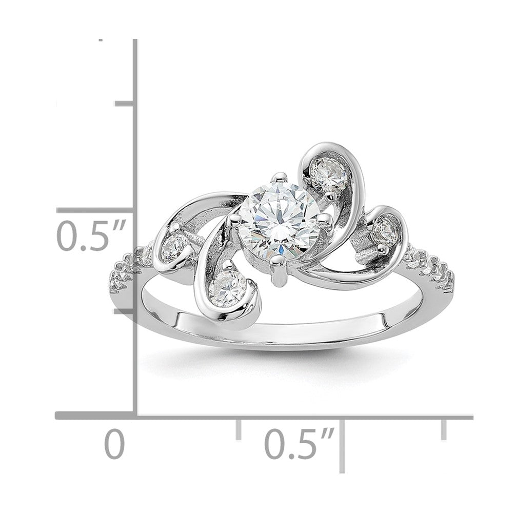 Sterling Silver Rhodium-plated  Fancy CZ Ring
