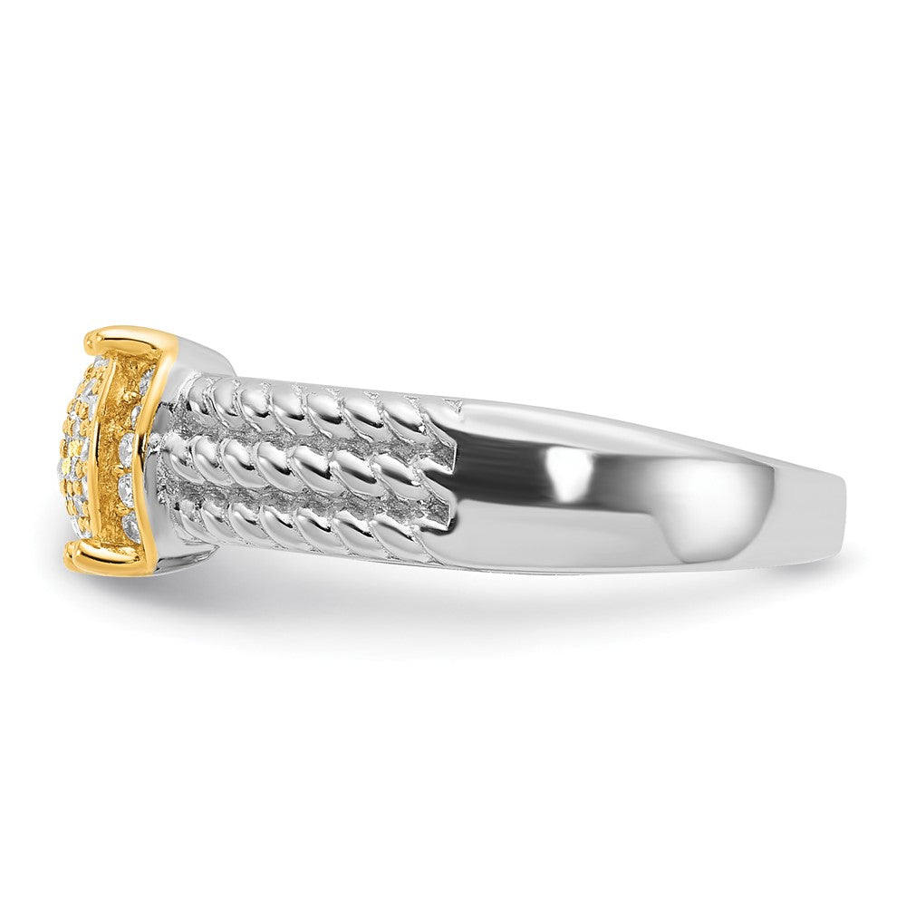 Sterling Silver Rhodium/Gold-tone Pav‚ CZ Ring