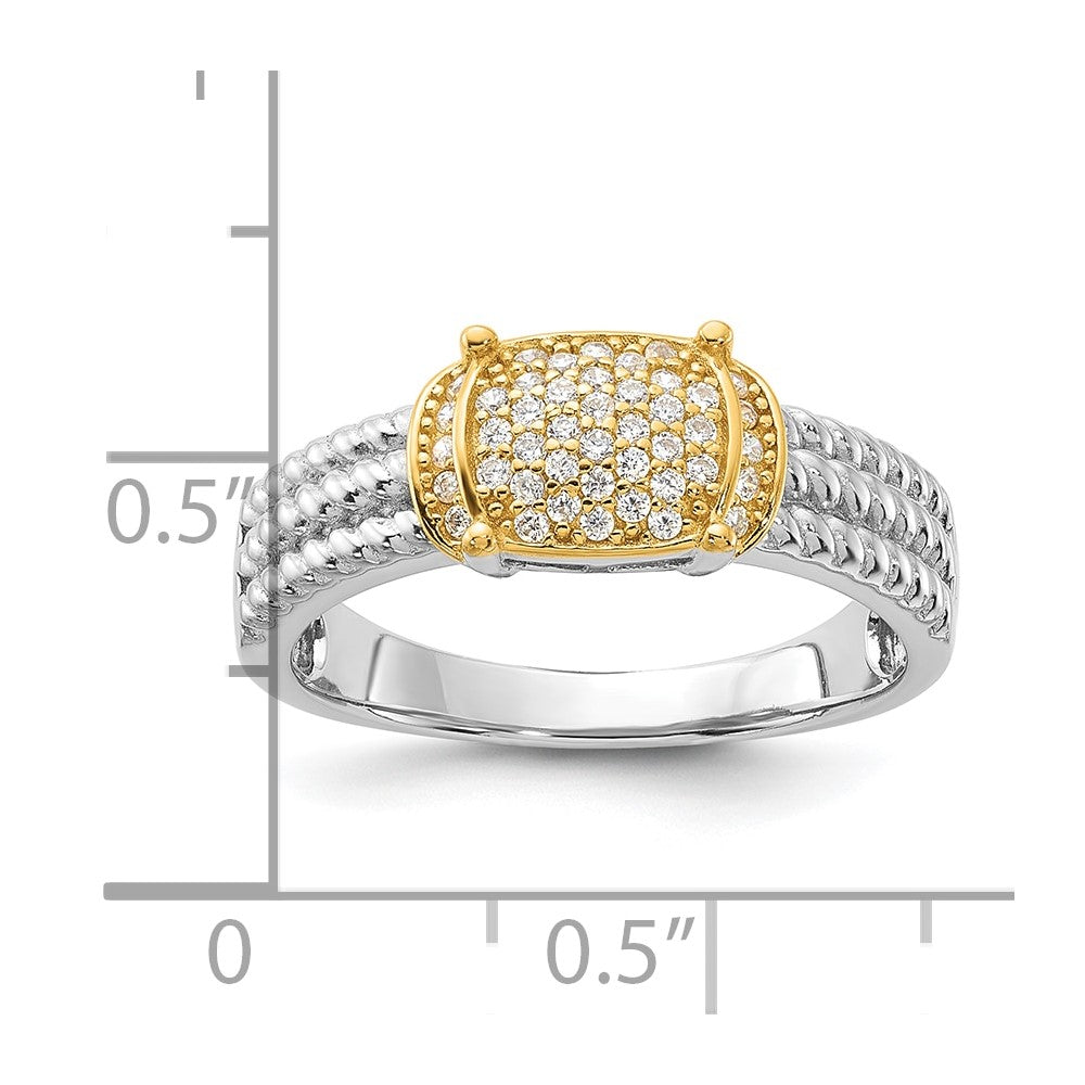 Sterling Silver Rhodium/Gold-tone Pav‚ CZ Ring
