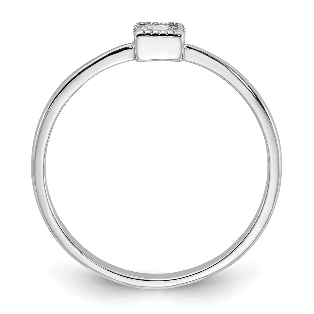 Sterling Silver Rhodium-plated Square CZ Ring