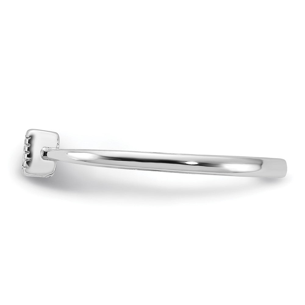 Sterling Silver Rhodium-plated Square CZ Ring