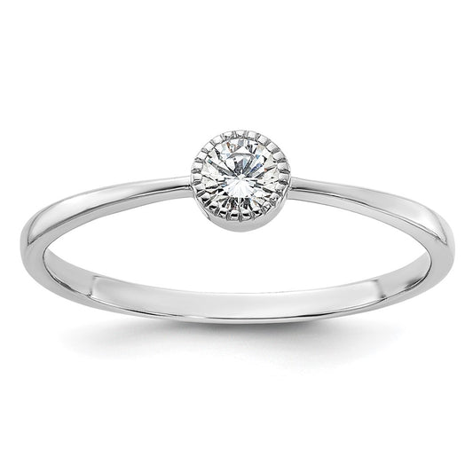Sterling Silver Rhodium-plated CZ Ring