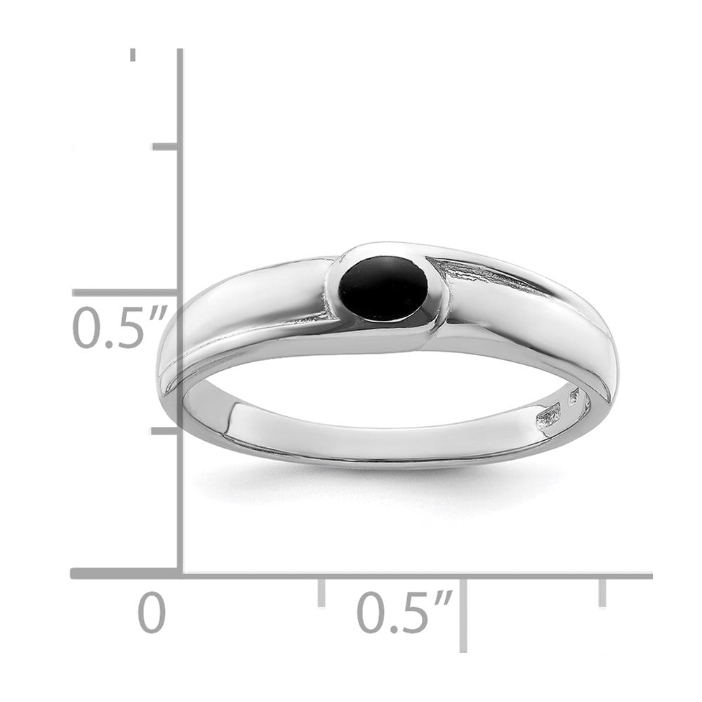 Sterling Silver Rhodium-plated Black Onyx 5mm Band Ring