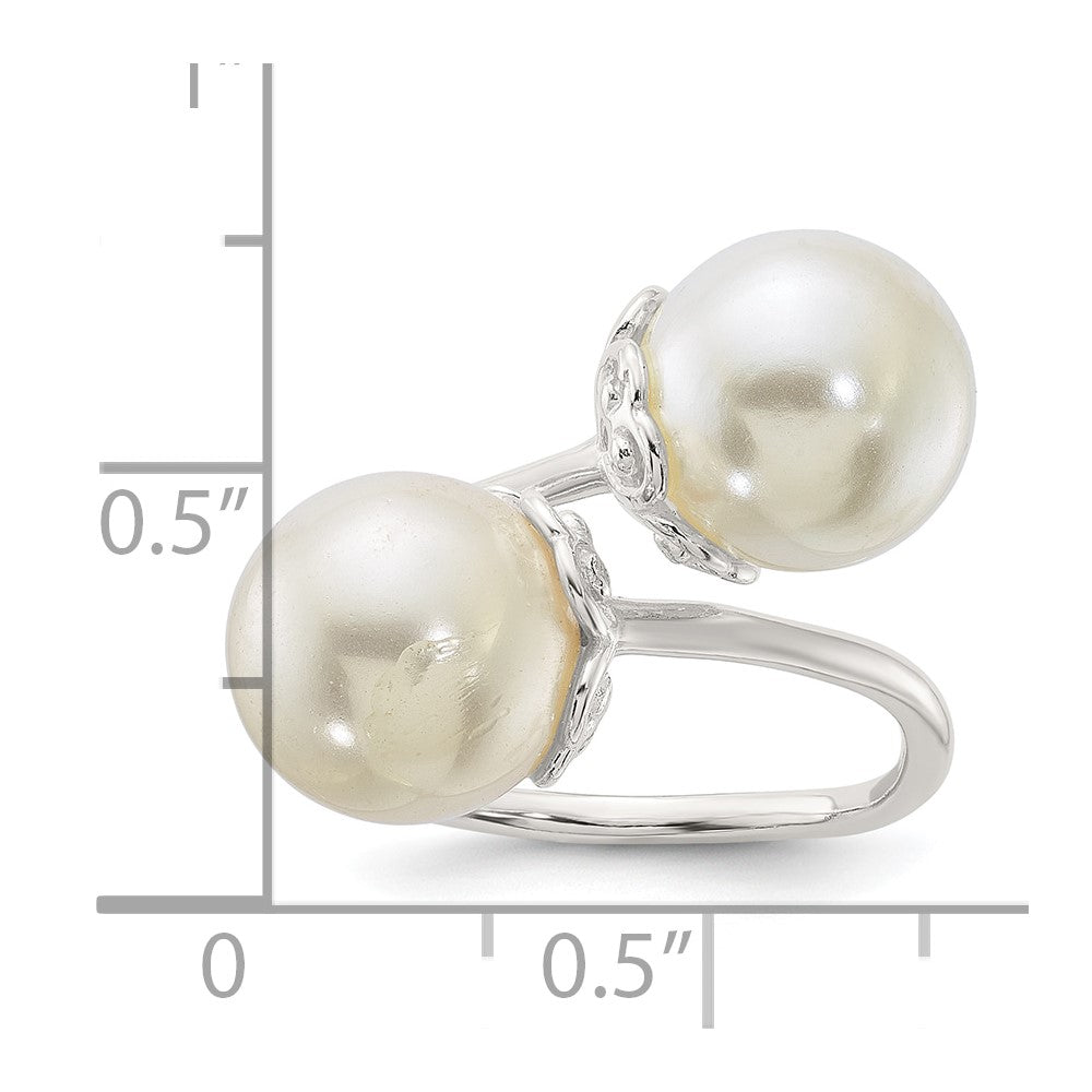 Sterling Silver Polished Synthetic Pearl Ring
