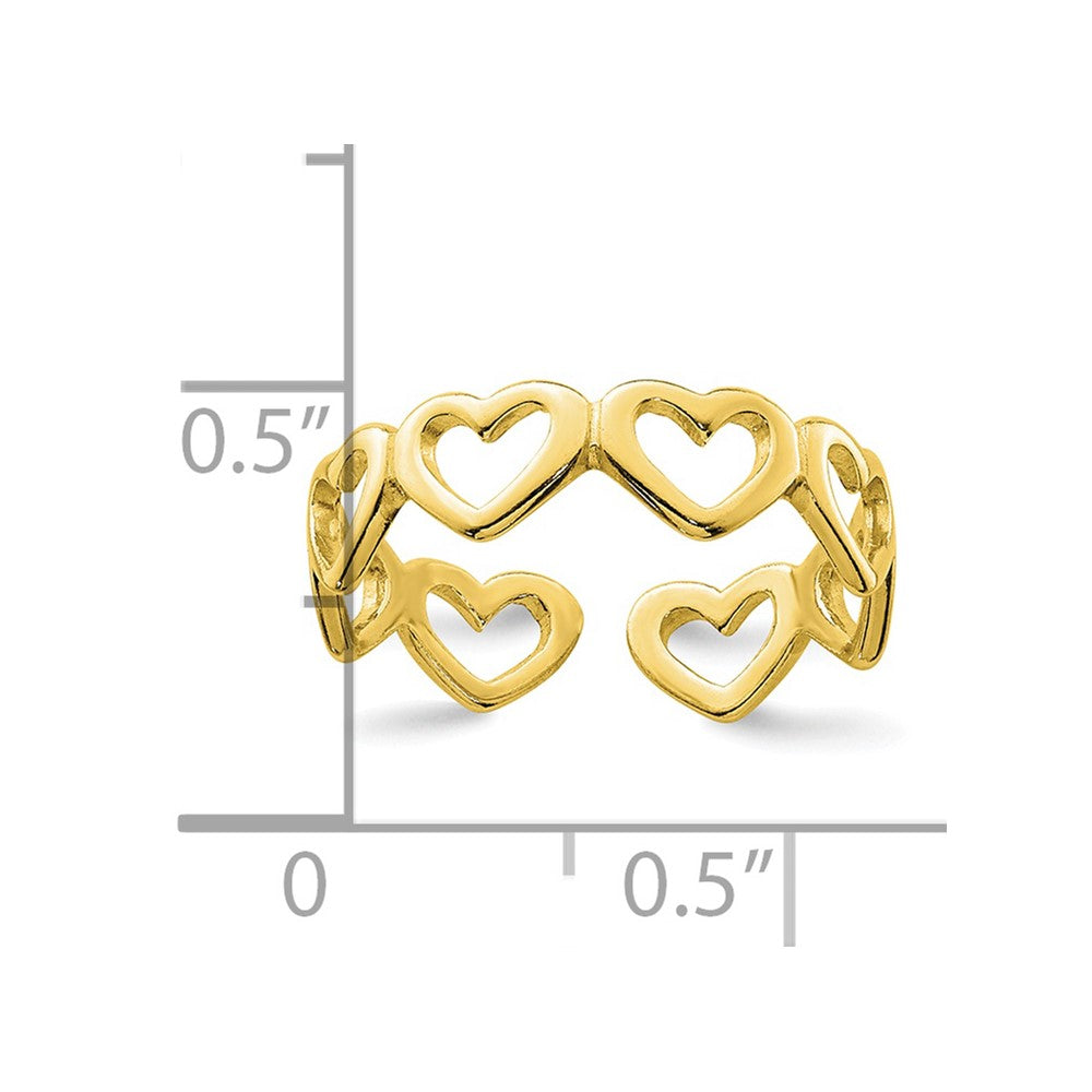 Sterling Silver Gold-tone Cut-out Hearts Toe Ring