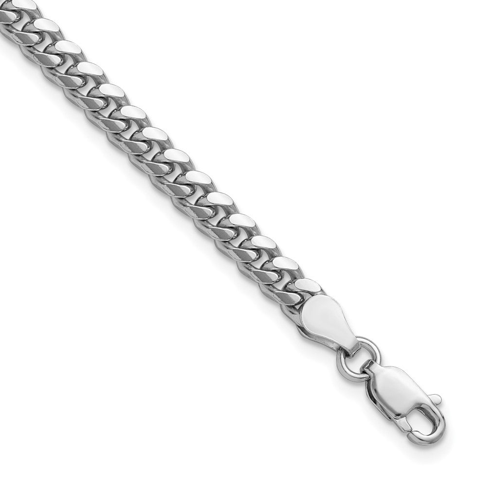 Sterling Silver Rhodium-plated 4mm Domed w/ Side D/C Curb Chain