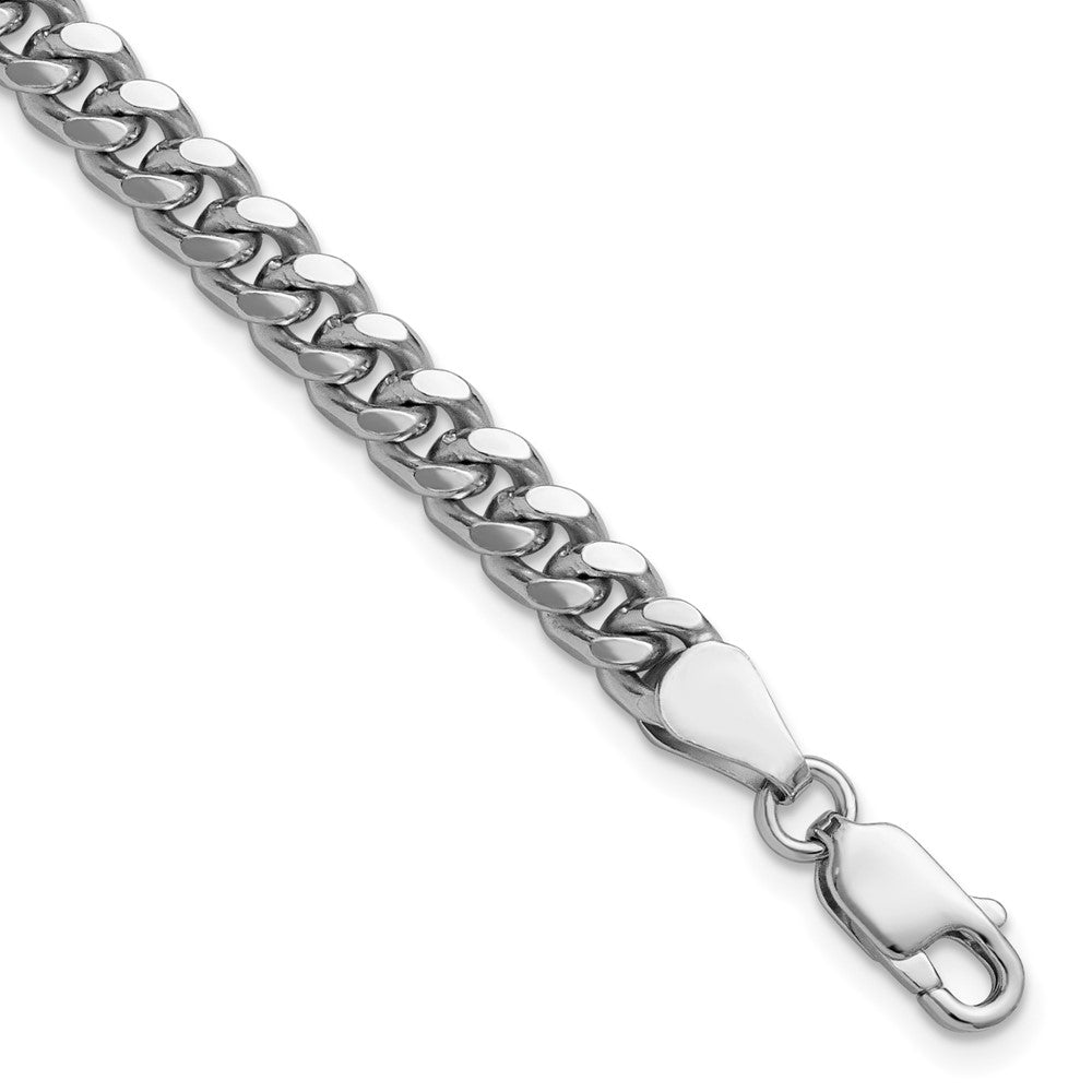 Sterling Silver Rhodium-plated 5mm Domed w/ Side D/C Curb Chain