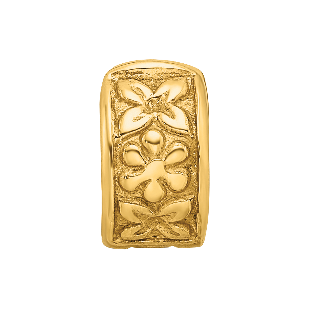 Sterling Silver Gold-plated Reflections Hinged Floral Clip Bead