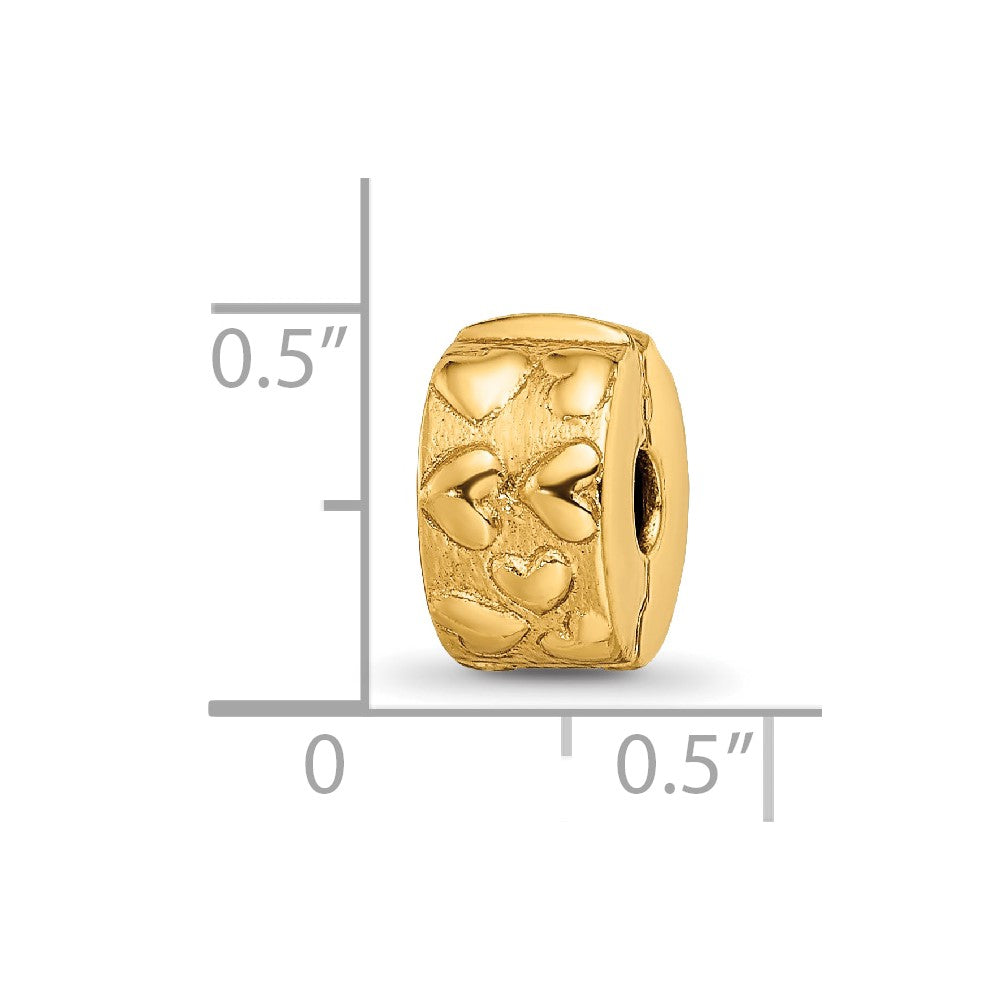 Sterling Silver Gold-plated Reflections Hinged Hearts Clip Bead
