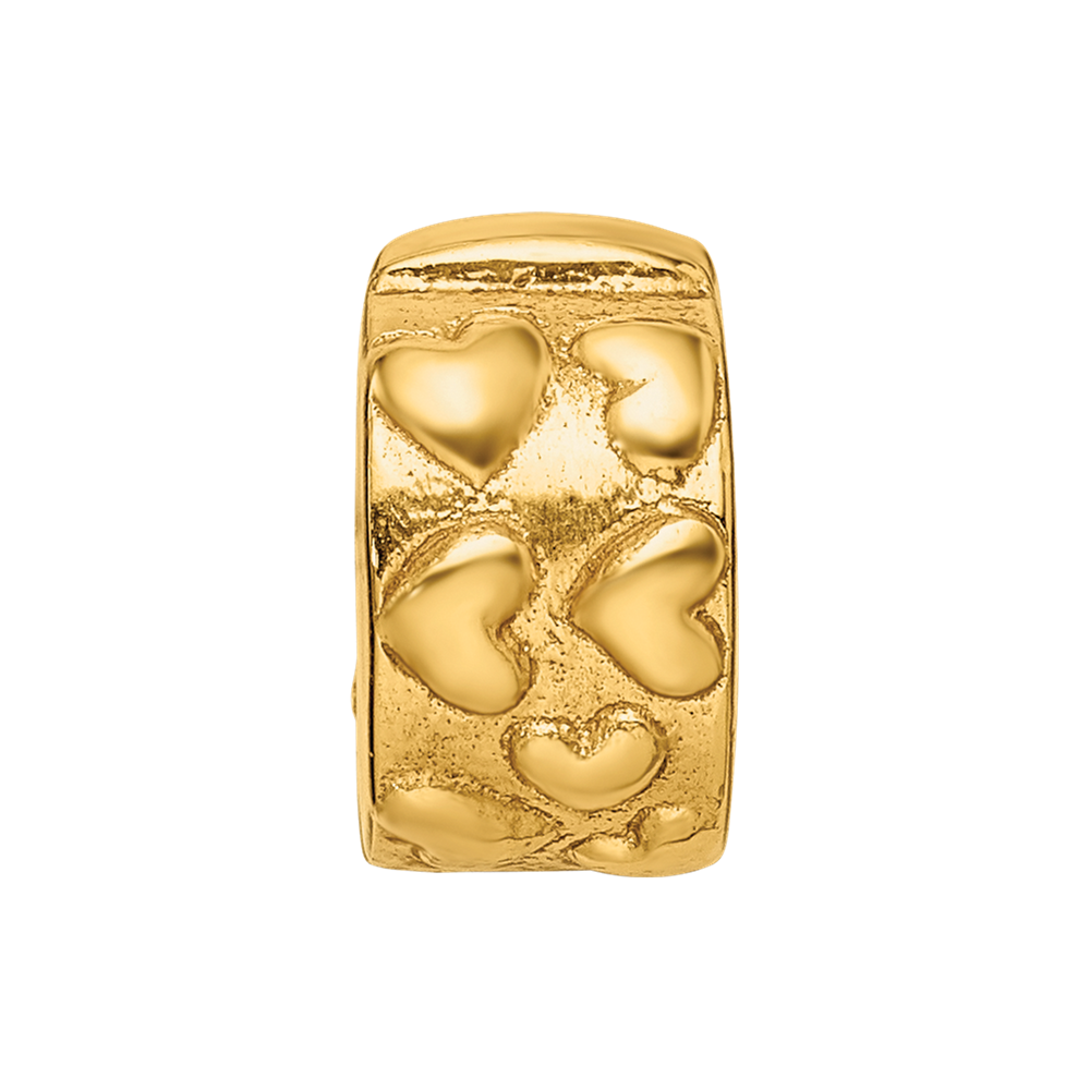 Sterling Silver Gold-plated Reflections Hinged Hearts Clip Bead