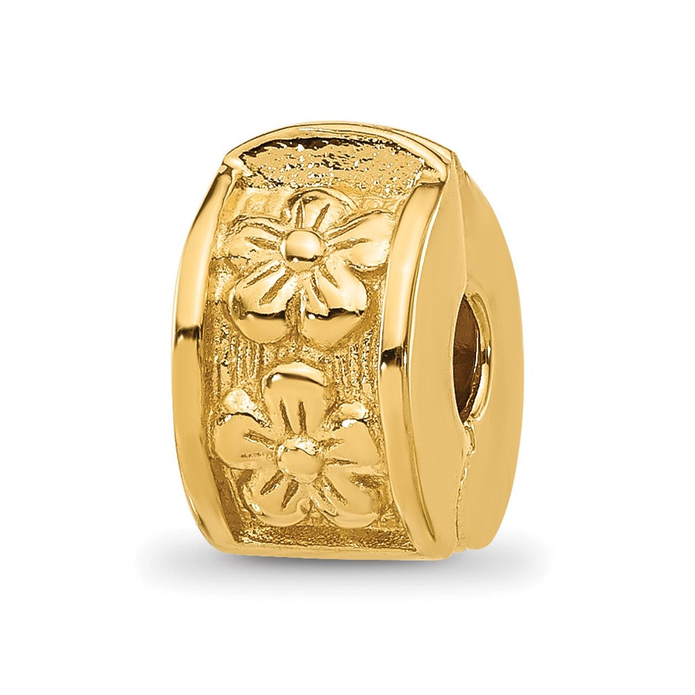 Sterling Silver Reflections Gold-plated Floral Hinged Clip Bead