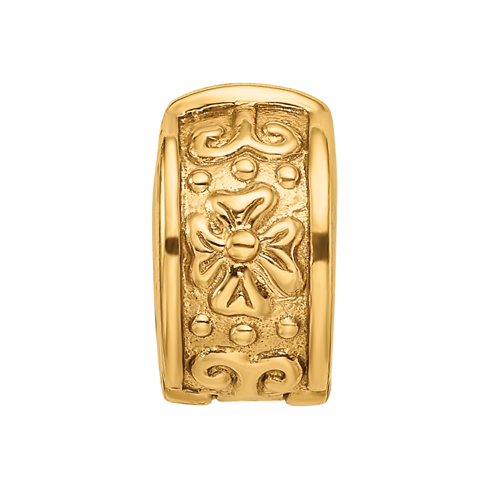 Sterling Silver Gold-plated Reflections Hinged Floral Clip Bead