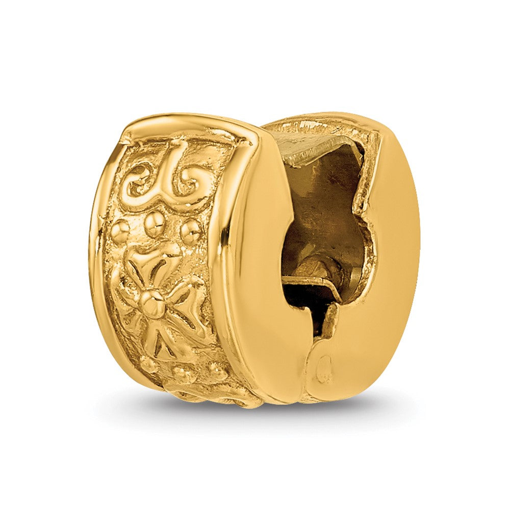 Sterling Silver Gold-plated Reflections Hinged Floral Clip Bead