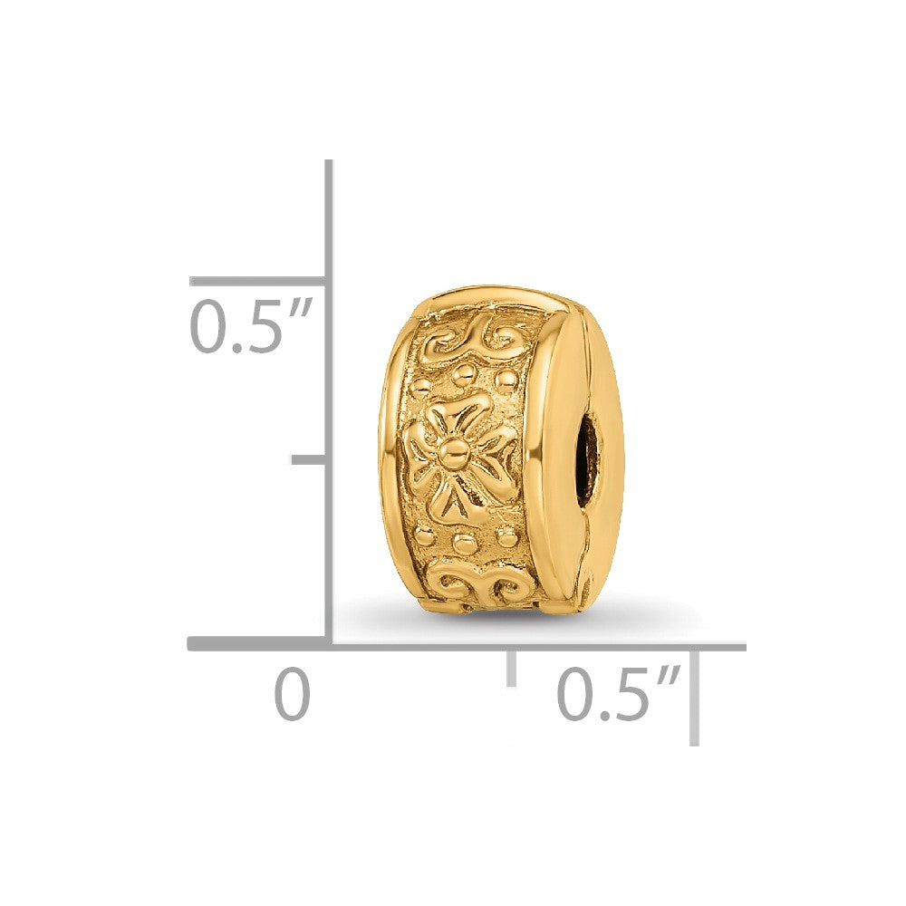 Sterling Silver Gold-plated Reflections Hinged Floral Clip Bead