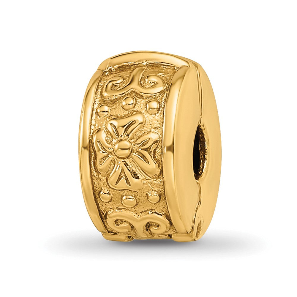 Sterling Silver Gold-plated Reflections Hinged Floral Clip Bead