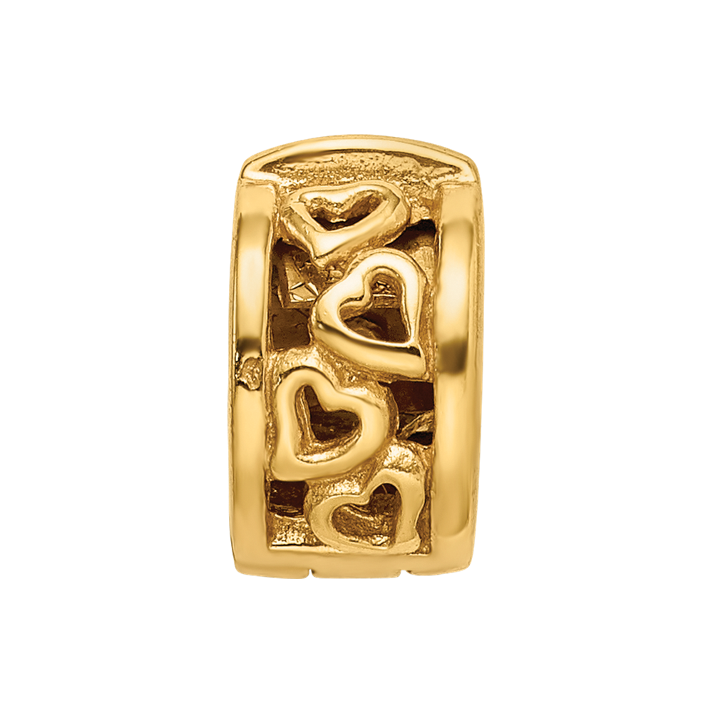 Sterling Silver Gold-plated Reflections Hinged Hearts Clip Bead