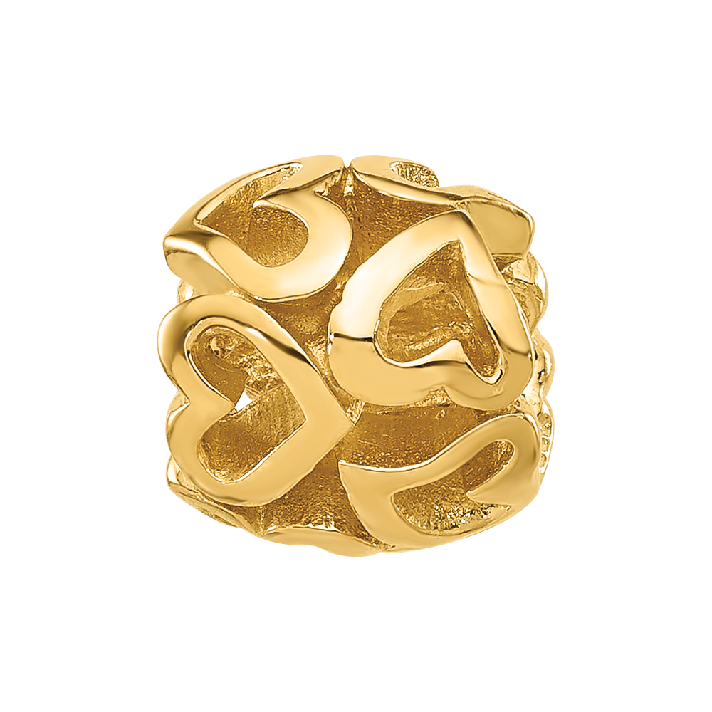 Sterling Silver Reflections Gold-plated Multiple Hearts Bead