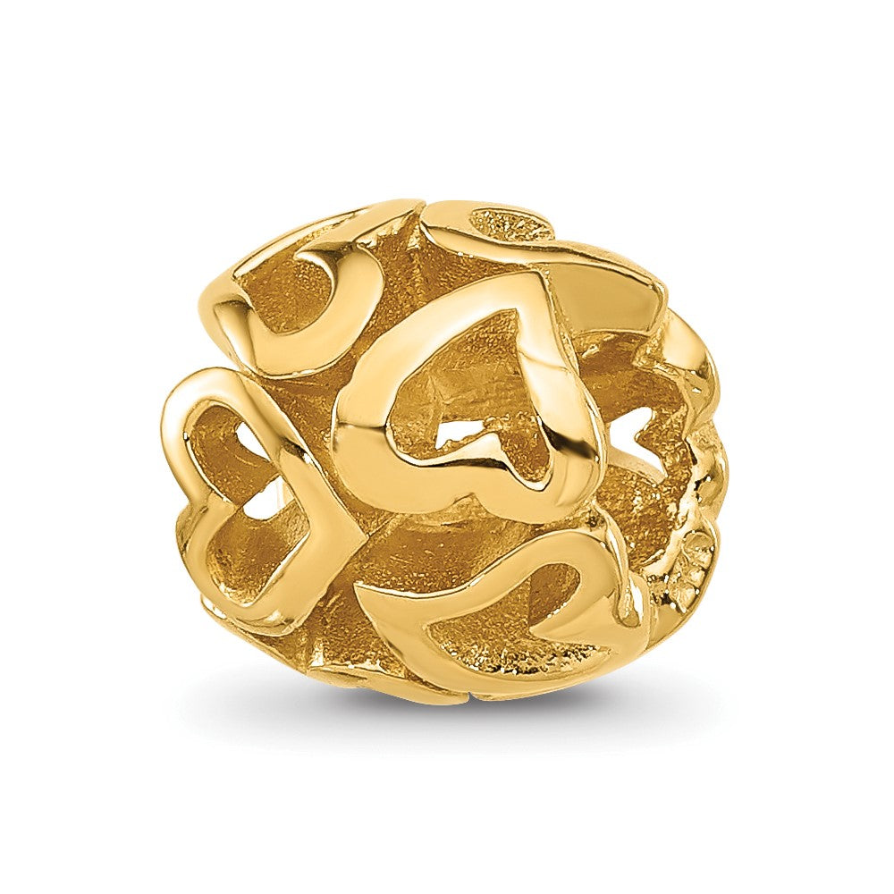 Sterling Silver Reflections Gold-plated Multiple Hearts Bead